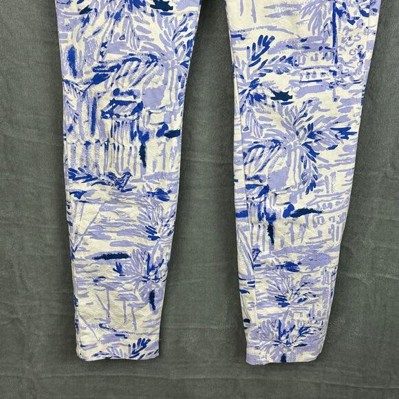 Lilly Pulitzer Kelly Ankle Pants Womens 0 Blue Palm Trees Skinny Tropical Beach - Picture 3 of 15